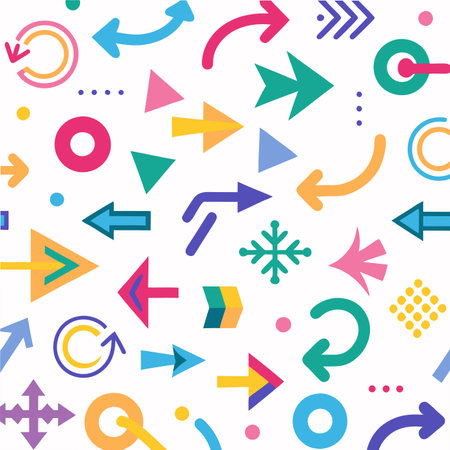 Seamless pattern with hand drawn arrows. Colorful vector background.のイラスト素材