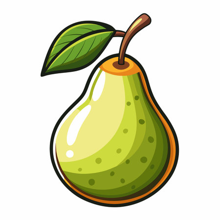 Pear fruit icon. Cartoon illustration of pear fruit vector icon for webのイラスト素材