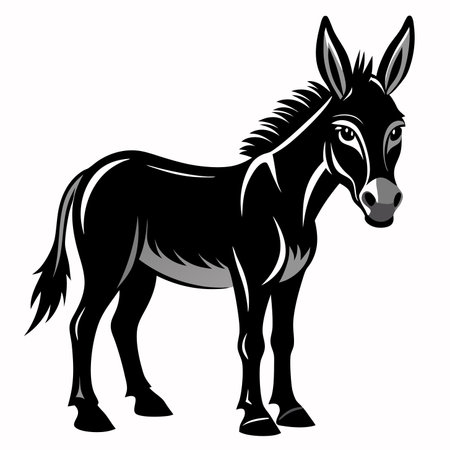 Illustration of a donkey on a white background, vector illustration.のイラスト素材