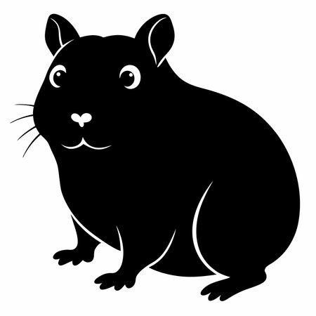 Hamster black silhouette on a white background, vector illustration, epsのイラスト素材