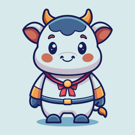 Cute cartoon cow character. Vector illustration of a cute cow.のイラスト素材