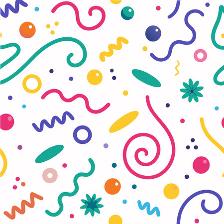 Cute seamless pattern with hand drawn elements. Colorful vector background.のイラスト素材