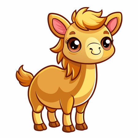 Cute cartoon baby camel isolated on white background. Vector illustration.のイラスト素材