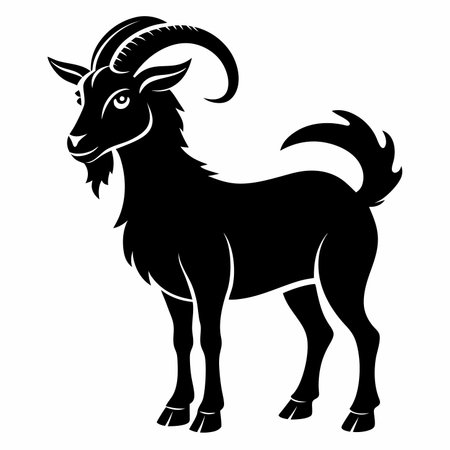 Vector image of a goat on a white background. Isolated objectのイラスト素材