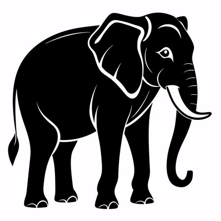 silhouette of an elephant on a white background, vector illustrationのイラスト素材