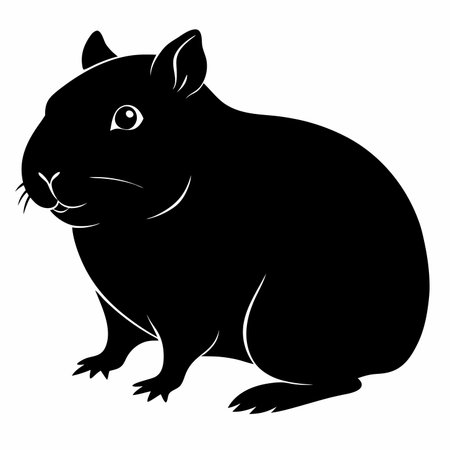 Vector image of a hamster on a white background. Black silhouette.のイラスト素材