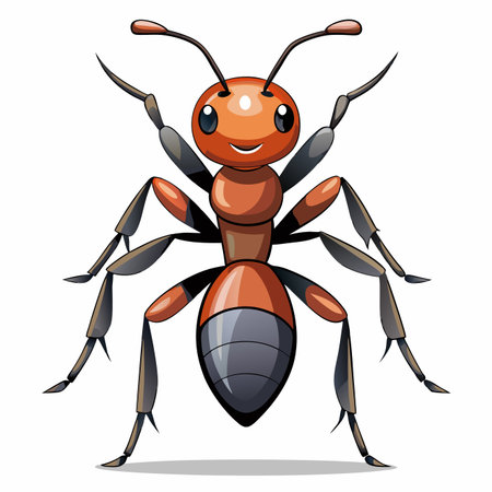 Cartoon ant isolated on white background. Vector illustration. Eps 10.のイラスト素材