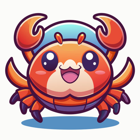 Cute crab cartoon character. Vector illustration isolated on white background.のイラスト素材