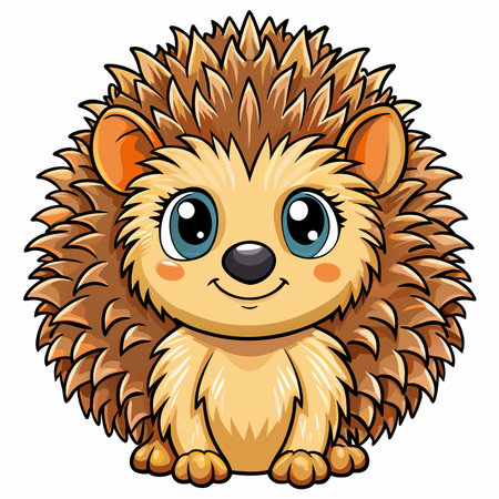 Cute hedgehog isolated on white background. Vector cartoon illustration.のイラスト素材