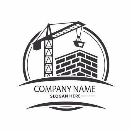 Crane logo template vector icon illustration design. Construction industry logo concept.のイラスト素材