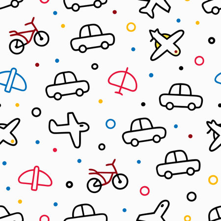 Seamless pattern with children's toys on a white background.のイラスト素材