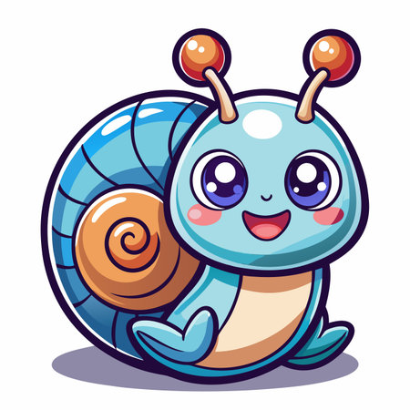 Cute cartoon snail. Vector illustration isolated on a white background.のイラスト素材