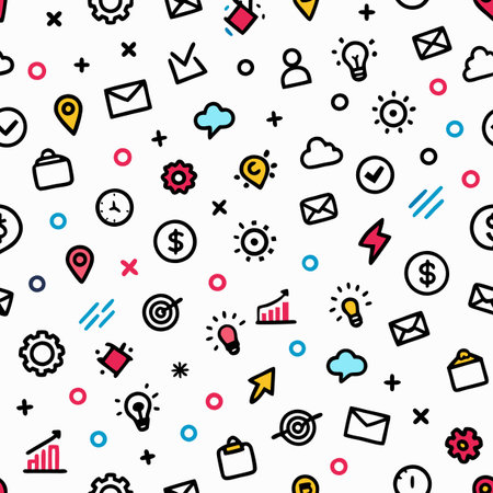 Seamless pattern with doodle icons. Vector illustration.のイラスト素材