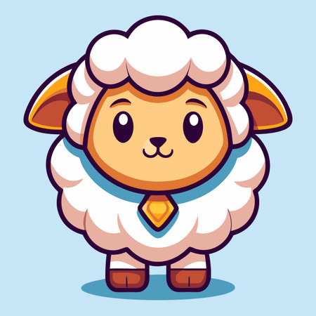 Cute sheep cartoon character vector illustration. Cute cartoon sheep mascot.のイラスト素材