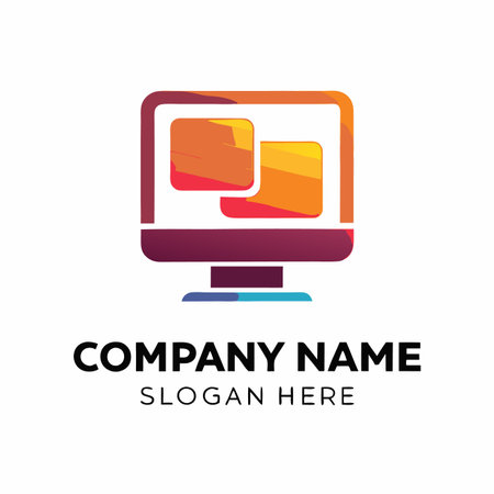 Computer logo design. Modern and elegant logo design. Vector illustration.のイラスト素材