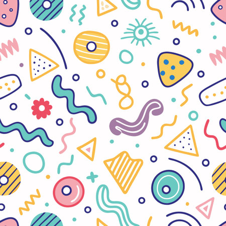 Seamless pattern with hand drawn doodle elements. Vector illustration.