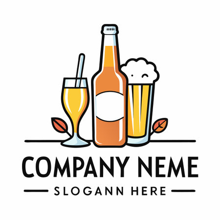 Beer logo template. Vector illustration of glass and bottle of beer.のイラスト素材