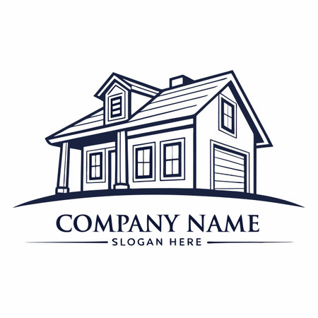 House real estate vector logo design template. Vector illustration of a modern house.のイラスト素材