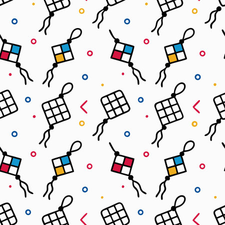 Seamless pattern with hand drawn doodle kites. Vector illustration.のイラスト素材