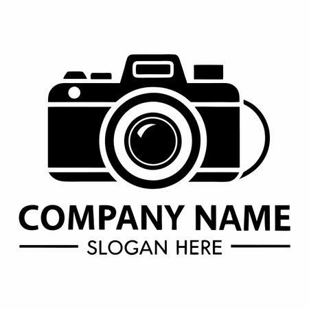 Camera logo design template. Vector illustration in black and white colors.のイラスト素材
