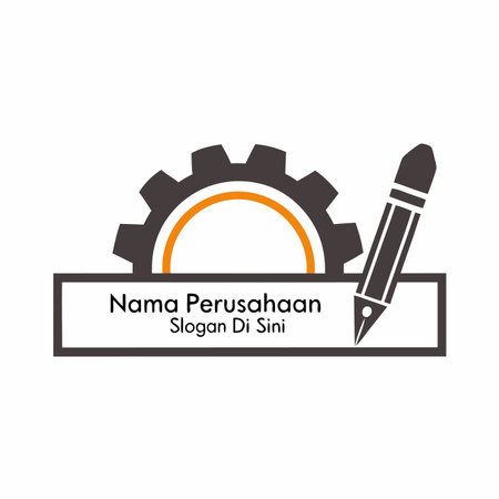 Gear and pencil graphic design template. Creative symbol for your business.のイラスト素材