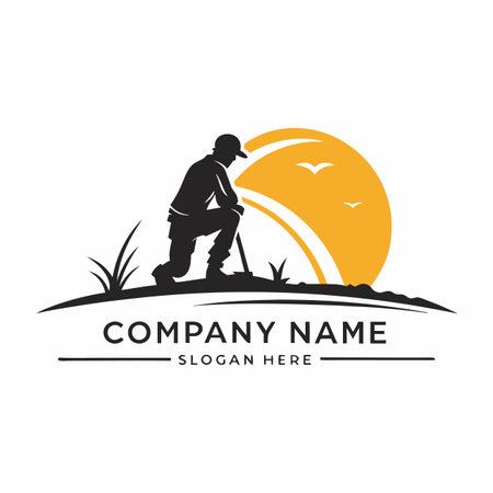 Hiking man logo design vector template. Hiking logo design.のイラスト素材
