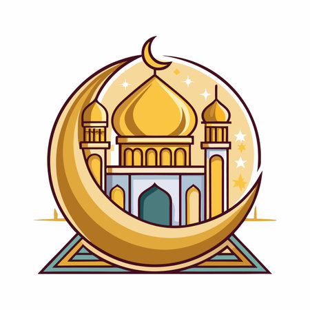 Mosque icon in flat style. Isolated vector illustration on white background.のイラスト素材