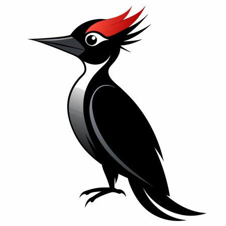 Black woodpecker isolated on a white background. Vector illustration.のイラスト素材