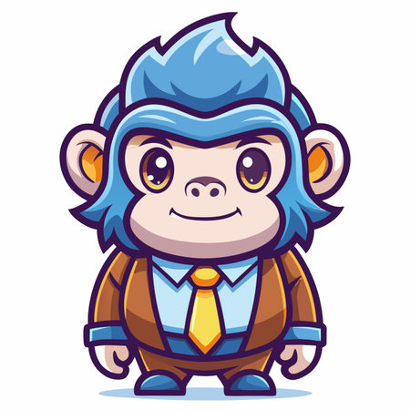 Monkey Businessman Cartoon Mascot Character Vector Illustration.のイラスト素材