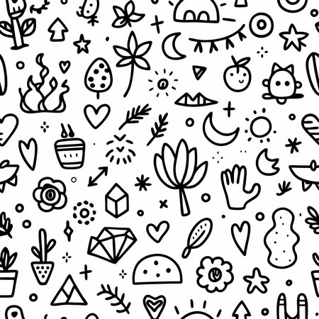 Cute hand drawn doodle seamless pattern. Vector illustration.