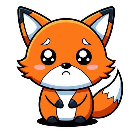 Cute cartoon fox. Vector illustration isolated on a white background.のイラスト素材