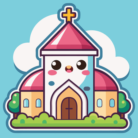 church kawaii character vector illustration design. cute christian churchのイラスト素材