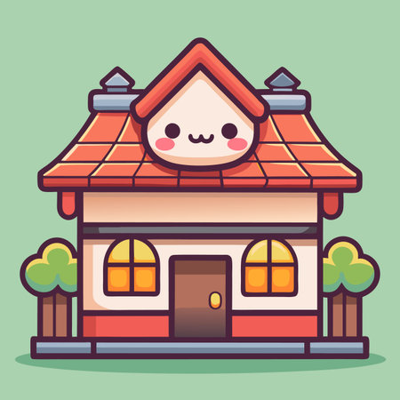Cute house cartoon character. Vector illustration of a cute house.のイラスト素材