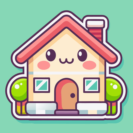 Cute house cartoon character. Vector illustration of a cute house.のイラスト素材