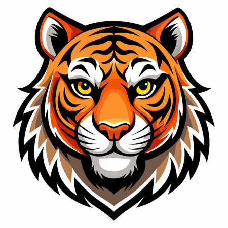 Tiger head mascot. Vector illustration of tiger head mascot isolated on white background.のイラスト素材