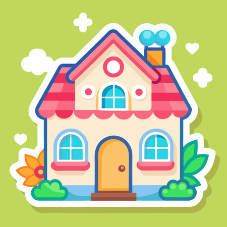 Cute cartoon house in flat style. Vector illustration for your designのイラスト素材