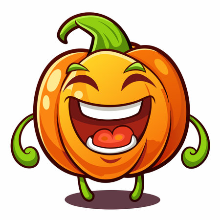 Pumpkin character isolated on a white background. Vector illustration.のイラスト素材