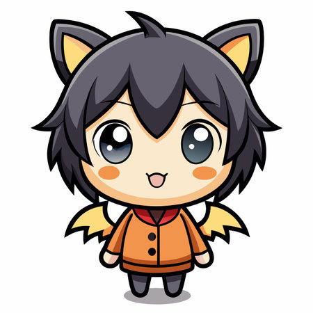 Cute little fox character cartoon vector illustration. Cute little fox mascot.のイラスト素材