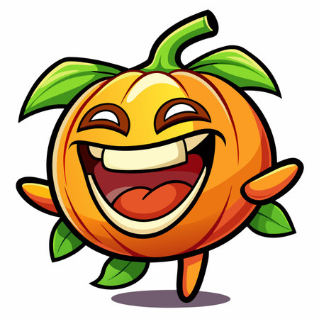Smiling pumpkin character isolated on a white background. Vector illustration.のイラスト素材