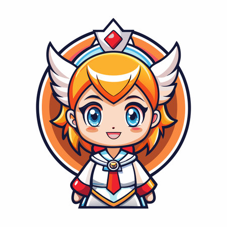 Cute little girl in superhero costume. Cartoon style vector illustration.のイラスト素材