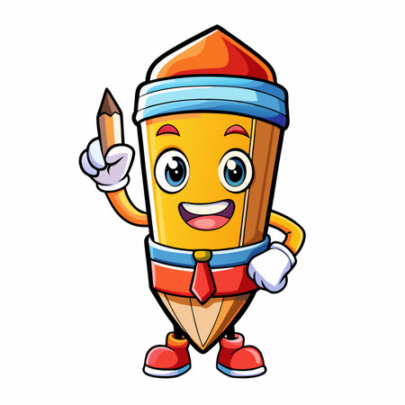 Pencil character cartoon isolated on a white background. Vector illustration.のイラスト素材