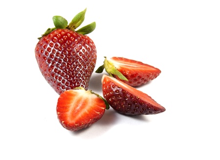 Beautiful strawberries isolated on whiteの写真素材