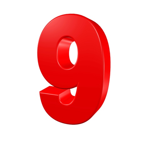 Number nine on a white backgroundの写真素材