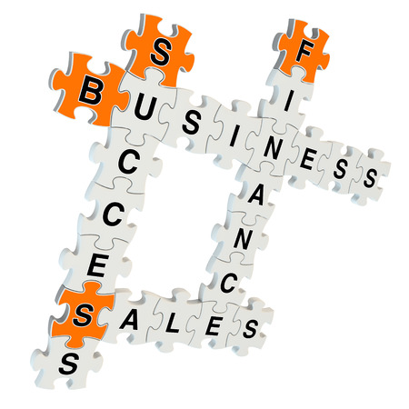 Success sales 3d puzzle on white backgroundの写真素材