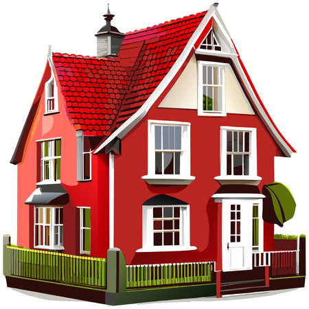 Vector art with cute colored house in cartoon style. Adorable drawings for greeting cards, prints, textiles, and artistic creations.のイラスト素材