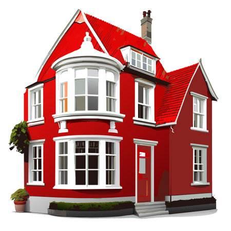 Vector art with cute colored house in cartoon style. Adorable drawings for greeting cards, prints, textiles, and artistic creations.のイラスト素材