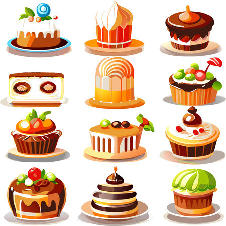 birthday cake setのイラスト素材