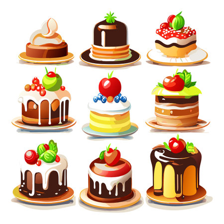 birthday cake setのイラスト素材