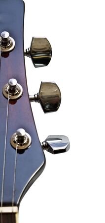 6 string guitar strings on white closeupの写真素材