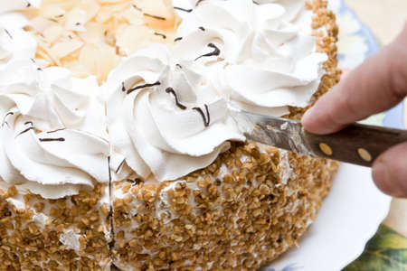 cutting piece out of cake ;)の写真素材